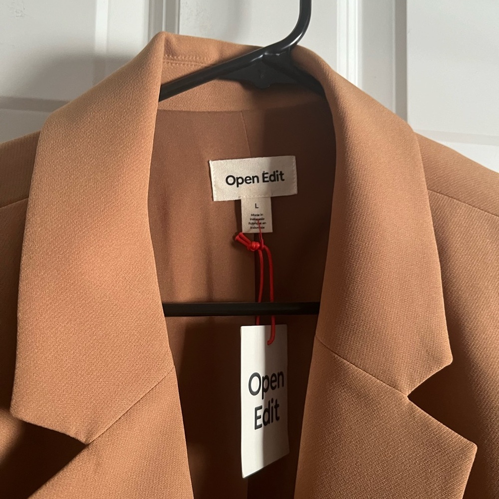 NWT Open Edit camel colored blazer size L